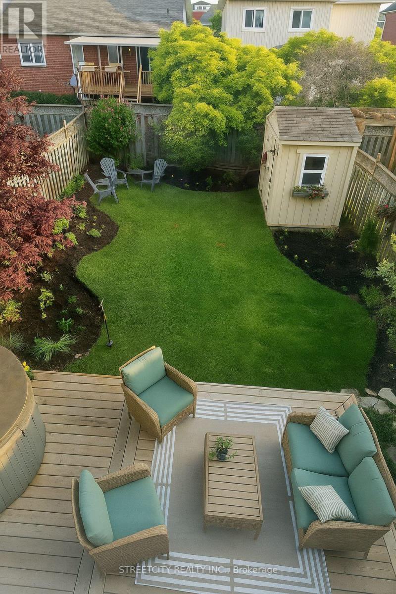 8 Shipley -rear yard in summer - 8 Shipley Avenue, Clarington, ON - Outdoor With Deck Patio Veranda With Exterior