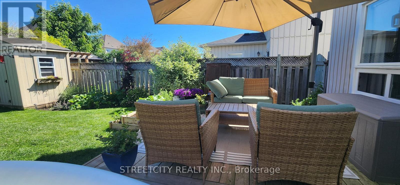 8 Shipley -rear yard in summer - 8 Shipley Avenue, Clarington, ON - Outdoor With Deck Patio Veranda With Exterior