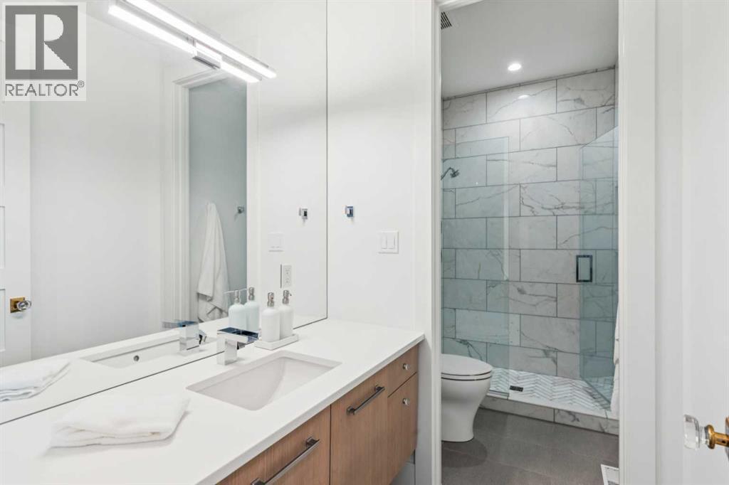 3 PIECE HOUSE BATH. MARBLE SHOWER WITH BODY JETS - 3813 1A Street Sw, Calgary, AB - Indoor Photo Showing Bathroom
