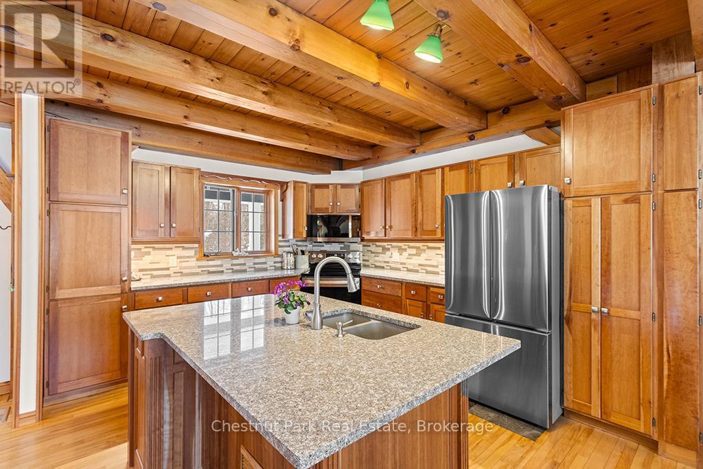 AMPLE CABINETRY & GRANITE COUNTERS - 418573 Concession A, Meaford, ON - Indoor Photo Showing Kitchen With Stainless Steel Kitchen With Double Sink