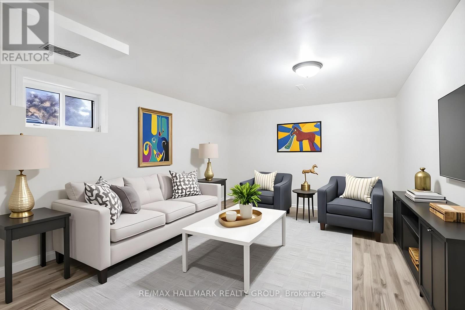 Basement - Virtually staged - 6 Robina Avenue, Ottawa, ON - Indoor Photo Showing Living Room