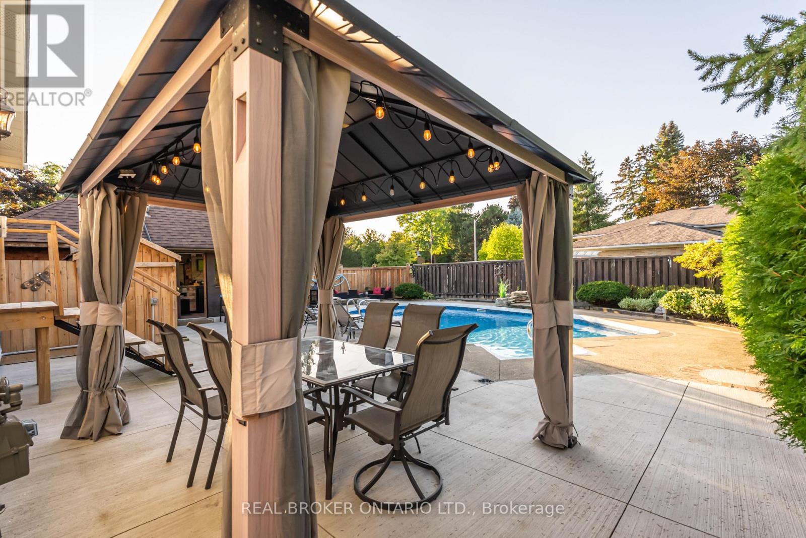 Gazebo & Dining Set Included - 13 Pine Tree Crescent, Brampton, ON - Outdoor With In Ground Pool