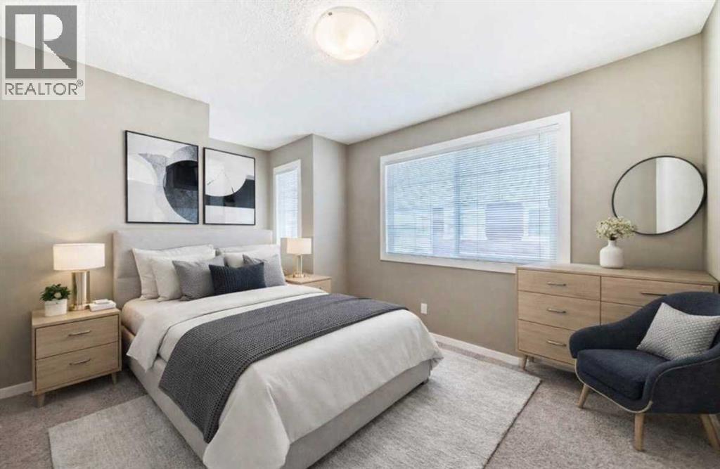 virtually staged - 236 New Brighton Row Se, Calgary, AB - Indoor Photo Showing Bedroom