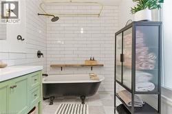HEATED BATHROOM FLOORS WITH CLAWFOOT TUB -