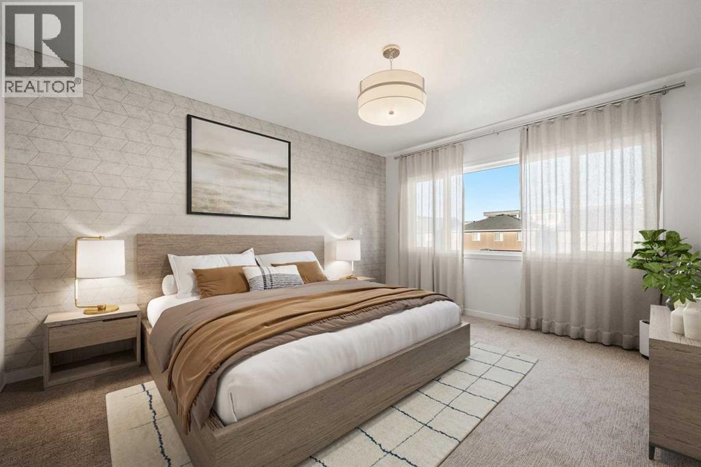 This photo has been virtually staged - 110 Wolf Creek Rise Se, Calgary, AB - Indoor Photo Showing Bedroom