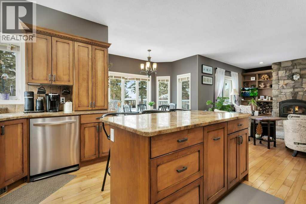 35276 Range Road 10 - 110, Rural Red Deer County, AB - Indoor Photo Showing Kitchen With Fireplace