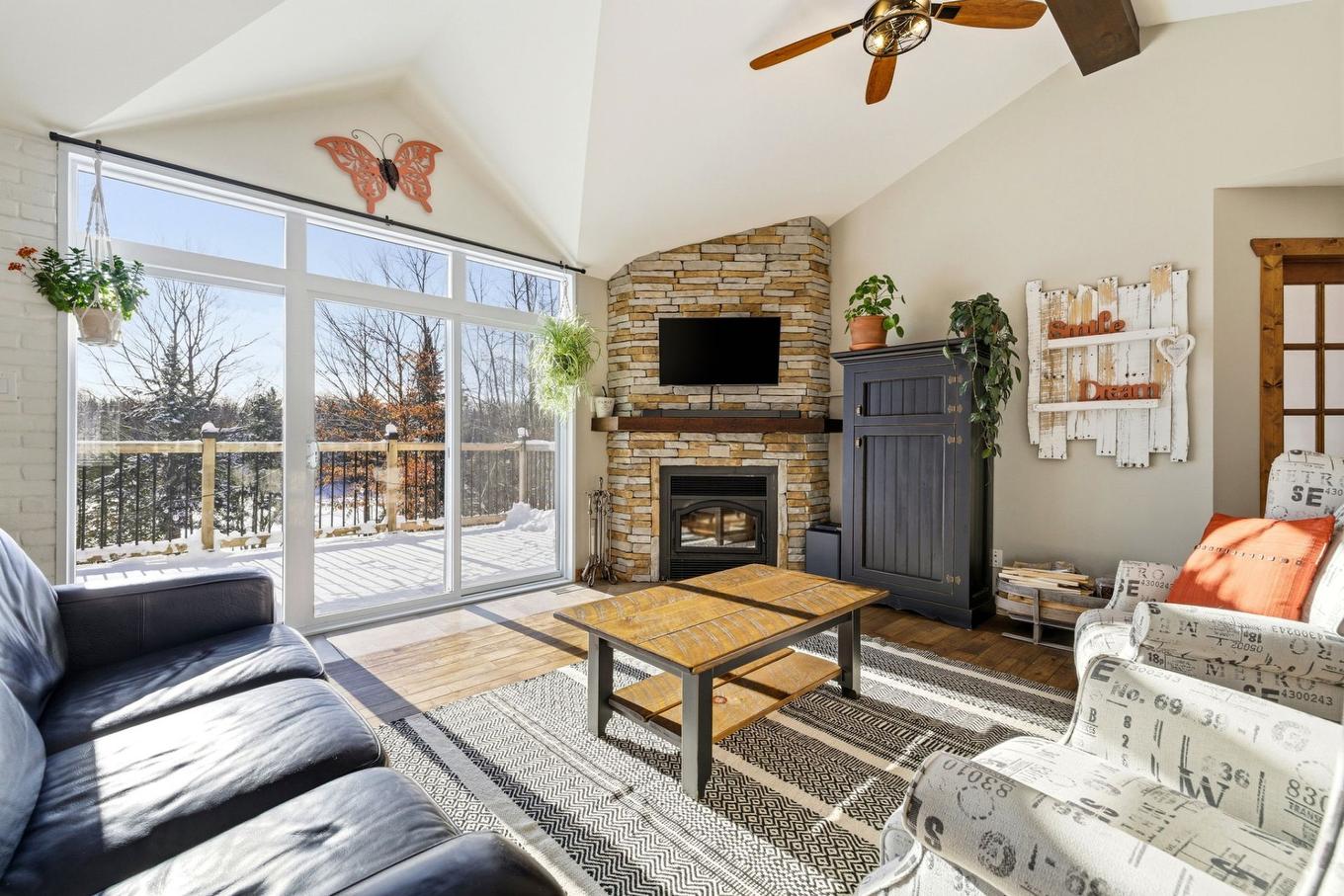 Salon - 180 Ch. Des Libellules, Mayo, QC - Indoor Photo Showing Living Room With Fireplace