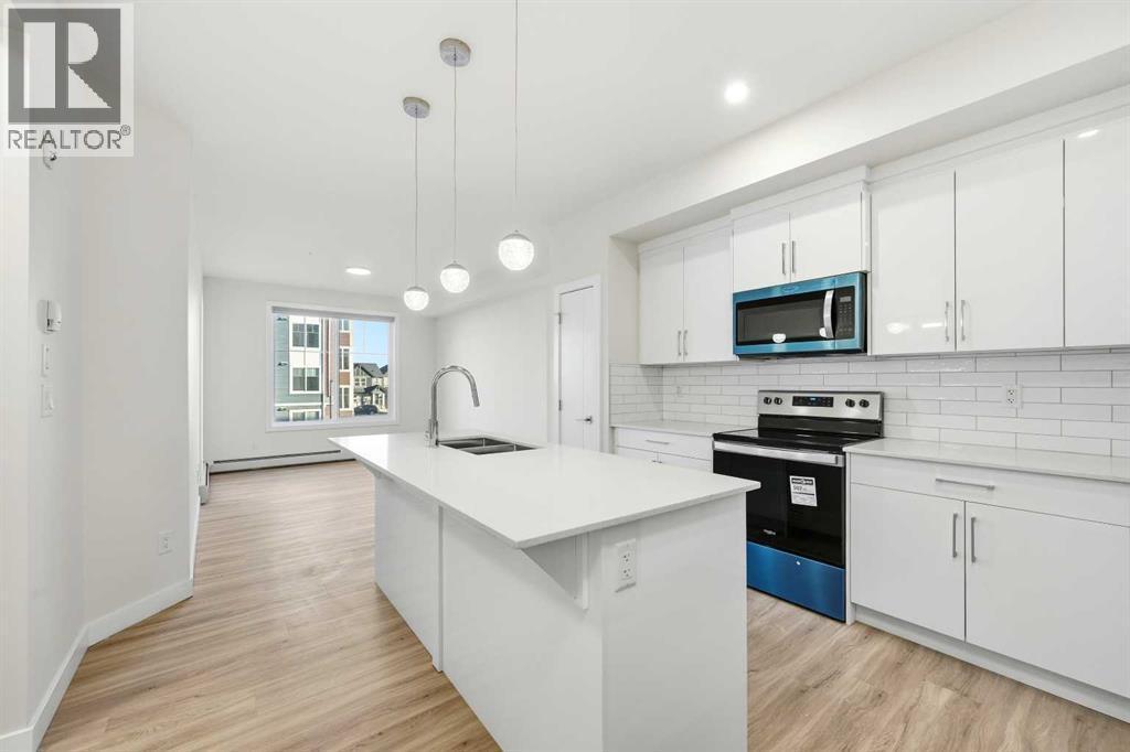 2221, 15 Skyview Point Crescent Ne, Calgary, AB - Indoor Photo Showing Kitchen With Double Sink With Upgraded Kitchen