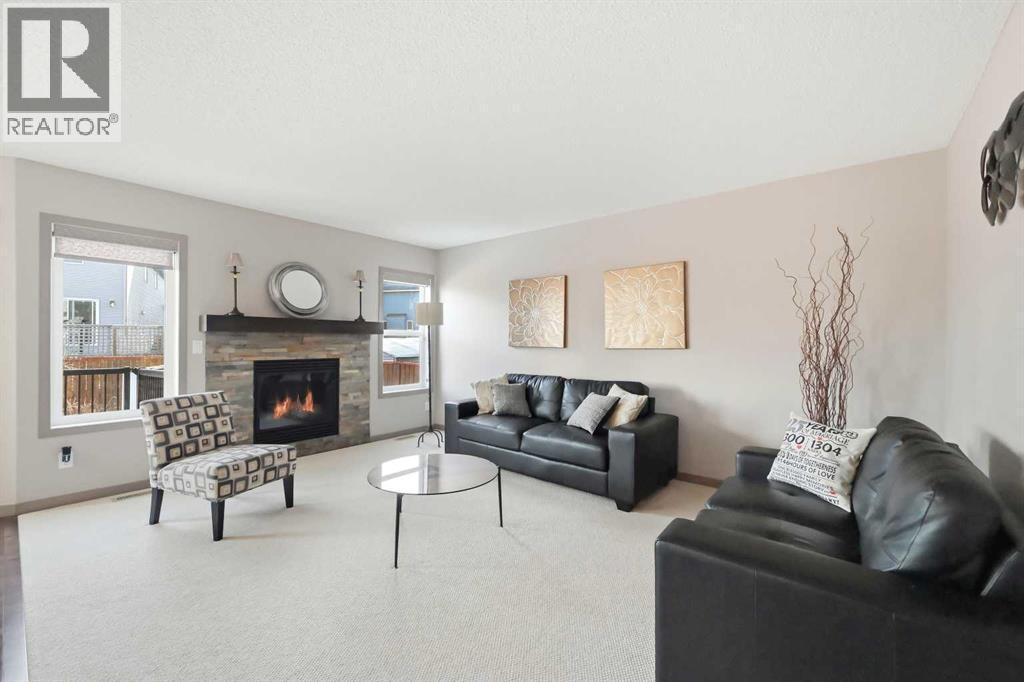 28 Skyview Shores Terrace Ne, Calgary, AB - Indoor Photo Showing Living Room With Fireplace