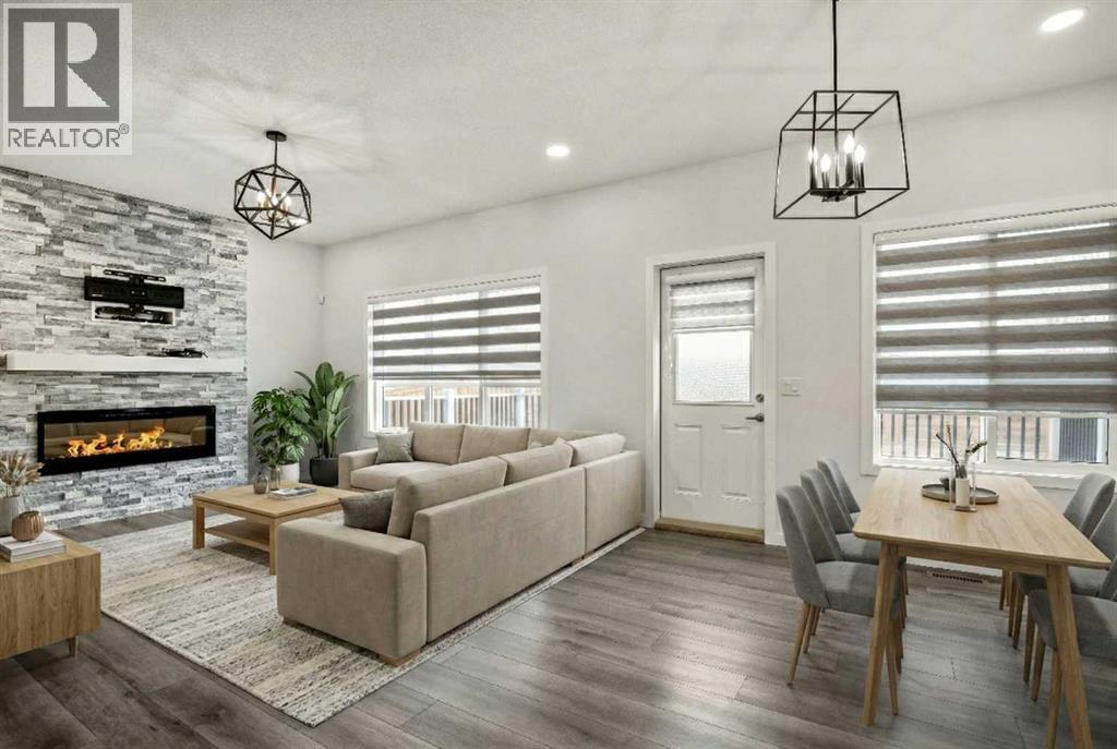 223 Savanna Way Ne, Calgary, AB - Indoor With Fireplace
