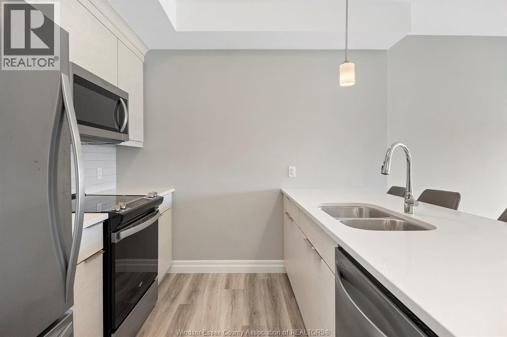 728 Brownstone Drive Unit# 201, Tecumseh, ON - Indoor Photo Showing Kitchen With Stainless Steel Kitchen With Double Sink With Upgraded Kitchen