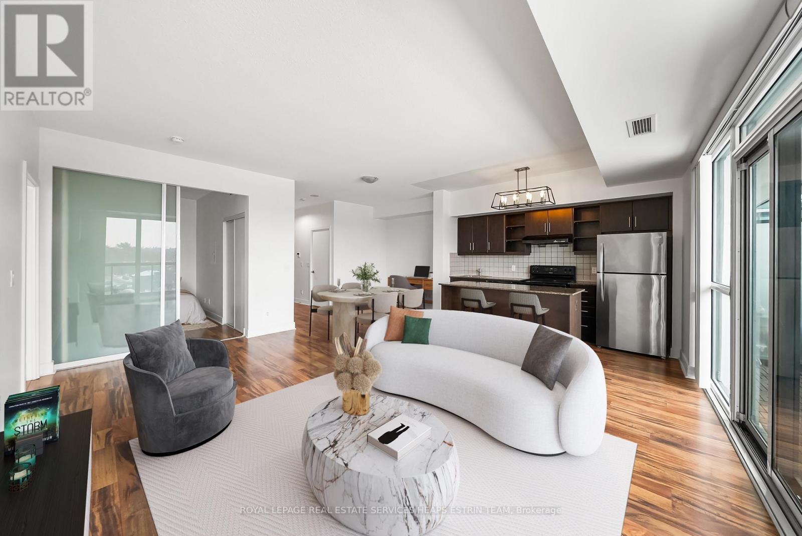 Virtually Staged Picture - 504 - 35 Brian Peck Crescent, Toronto, ON - Indoor Photo Showing Living Room