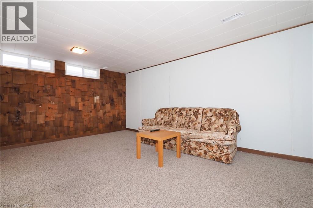 Living area featuring carpet and wooden walls - 10 Balfour Crescent, Kitchener, ON - Indoor