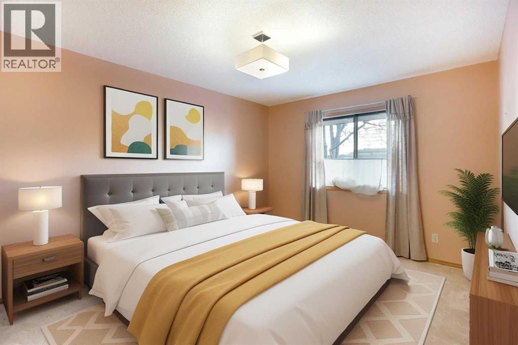 Virtually Staged - Primary Bedroom - 8, 118 Strathcona Road Sw, Calgary, AB - Indoor Photo Showing Bedroom