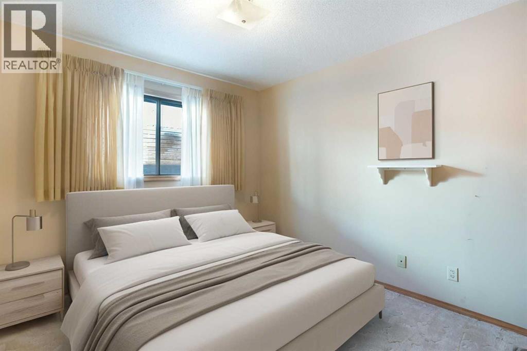 Virtually Staged - Second Bedroom - 8, 118 Strathcona Road Sw, Calgary, AB - Indoor Photo Showing Bedroom