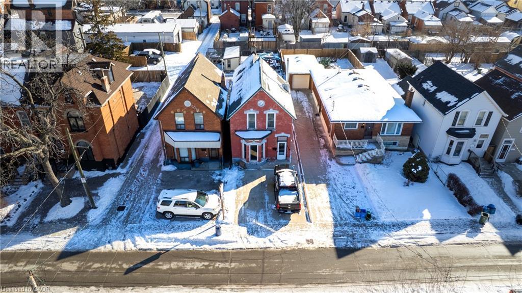 Snowy aerial view with a residential view - 126 Tisdale Street N, Hamilton, ON - Outdoor
