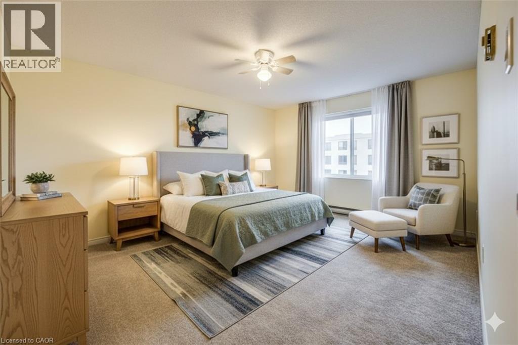 AI Generated staged Photo - 55 Green Valley Drive Unit# 1710, Kitchener, ON - Indoor Photo Showing Bedroom