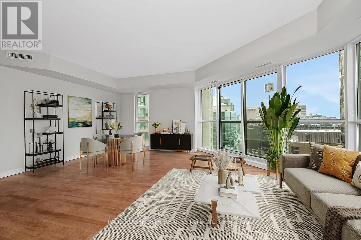 Virtually Staged-Living Area - 2001 - 445 Laurier Avenue W, Ottawa, ON - Indoor Photo Showing Living Room