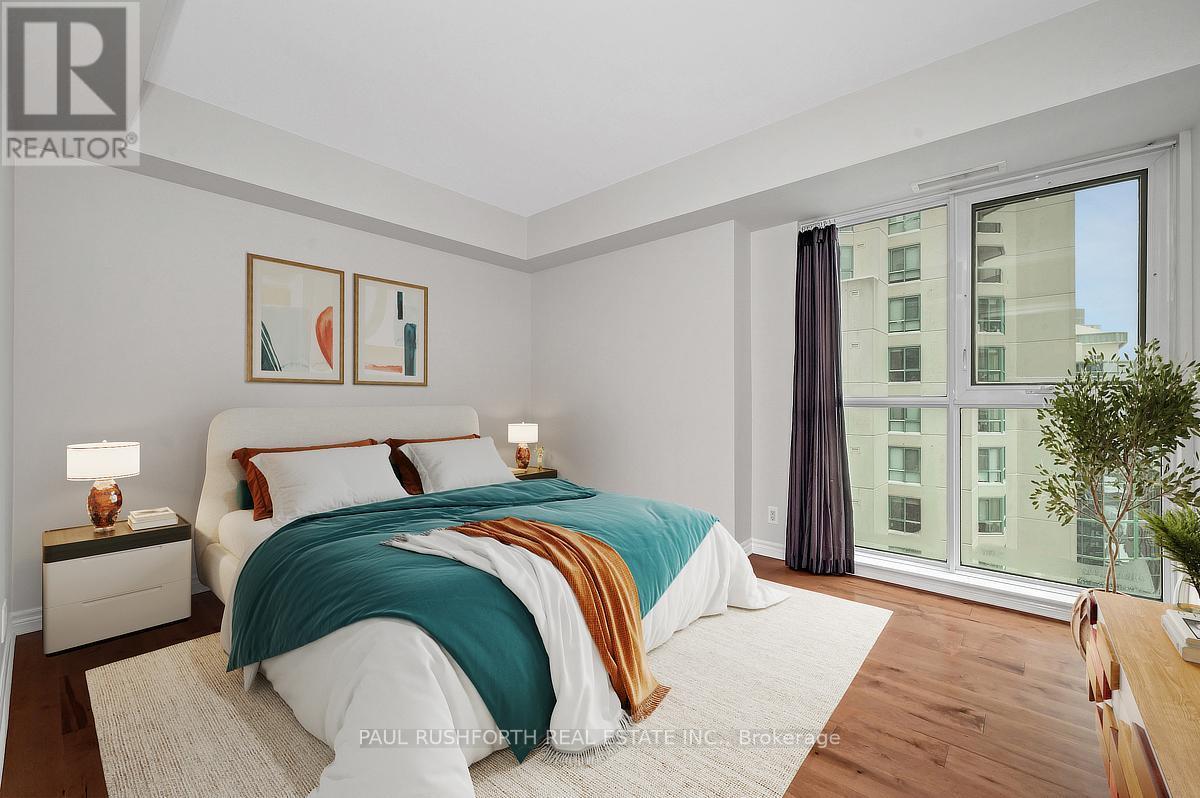 Virtually Staged-Primary Bedroom - 2001 - 445 Laurier Avenue W, Ottawa, ON - Indoor Photo Showing Bedroom