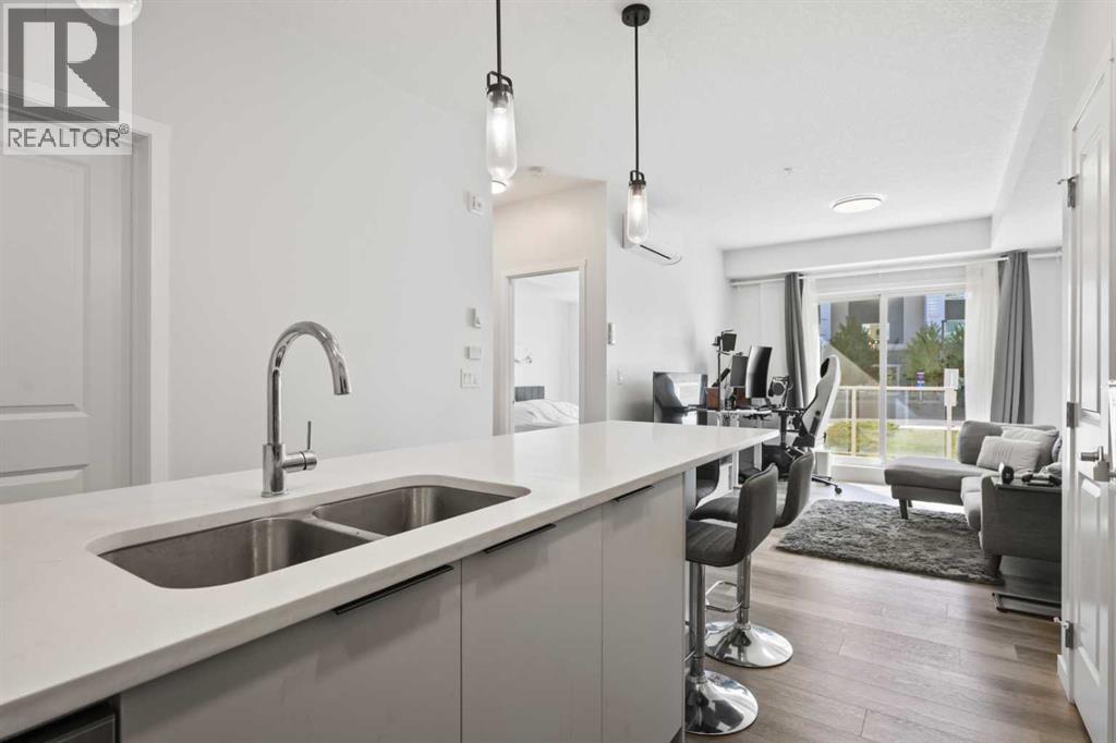 1104, 220 Seton Grove Se, Calgary, AB - Indoor Photo Showing Kitchen With Double Sink