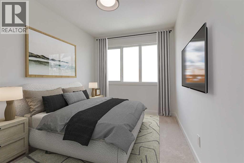 Virtually Staged - 98 Agate Road, Cochrane, AB - Indoor Photo Showing Bedroom