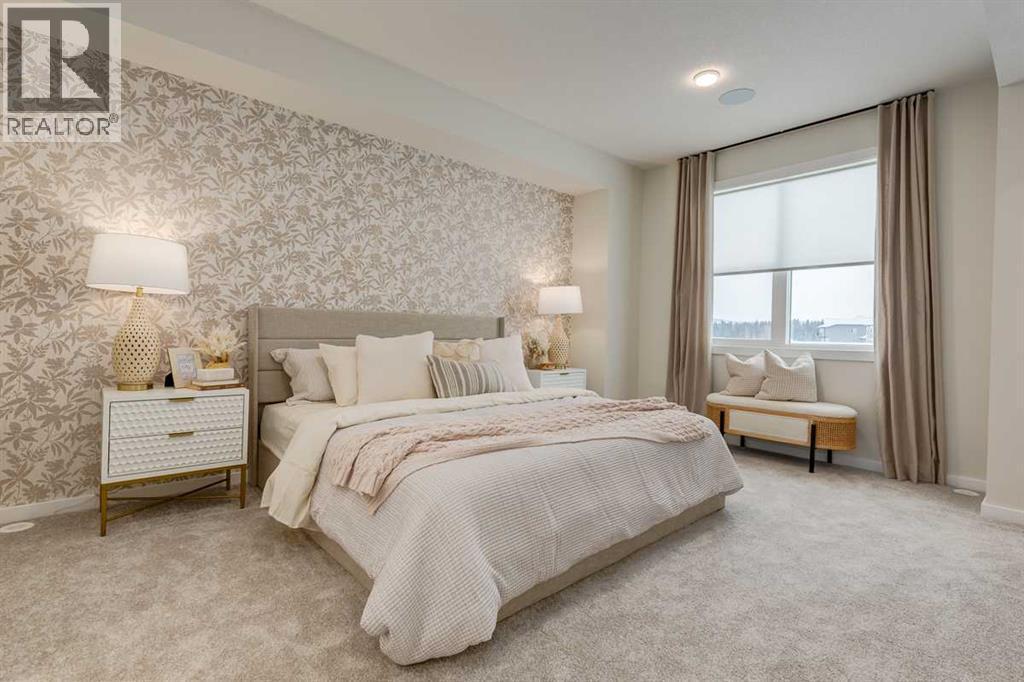 PLEASE NOTE: Photos are of a finished Showhome of the same model – fit and finish may differ on finished spec home. Interior selections and floorplans shown in photos - 62 Starling Boulevard Nw, Calgary, AB - Indoor Photo Showing Bedroom