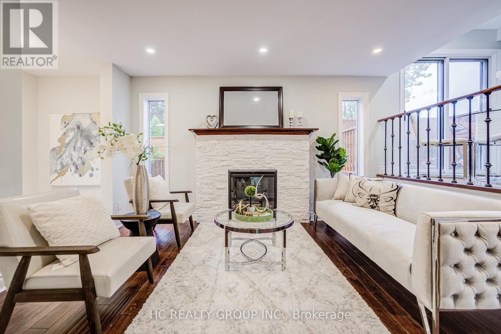 23 Boarhill Drive, Toronto, ON - Indoor Photo Showing Living Room With Fireplace