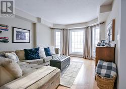 Spacious living room with bay window -