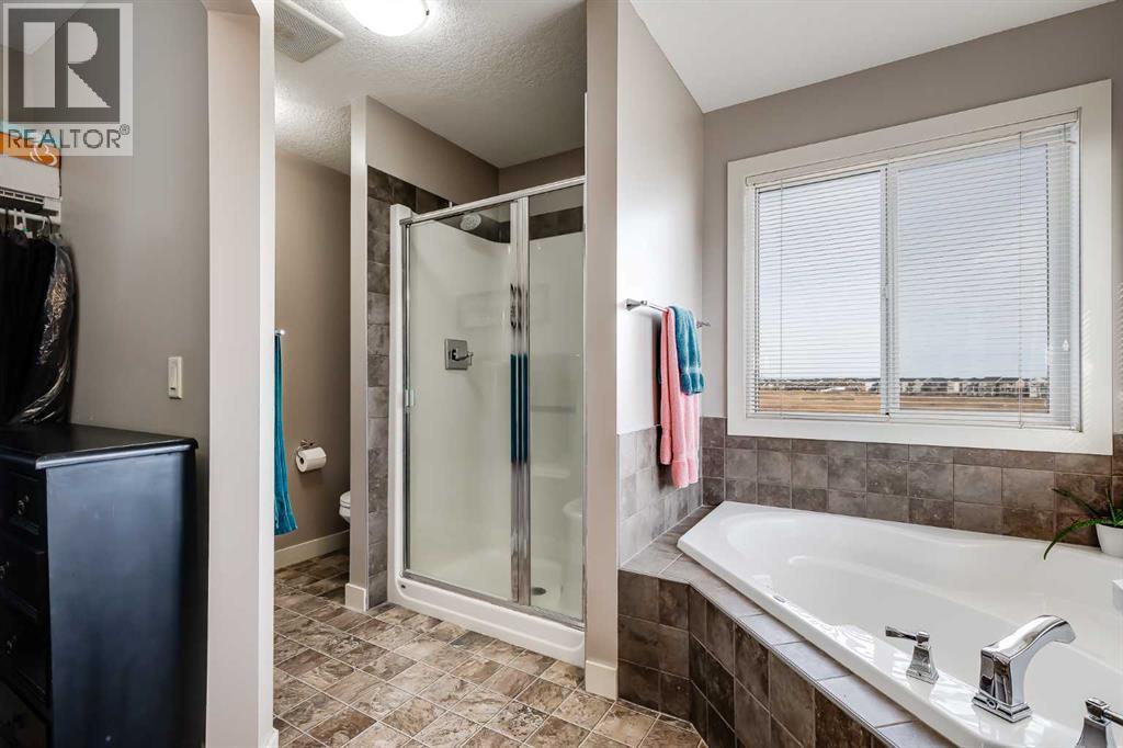 Bathroom Views out to Environmental Reserve - 382 Williamstown Green Nw, Airdrie, AB - Indoor Photo Showing Bathroom