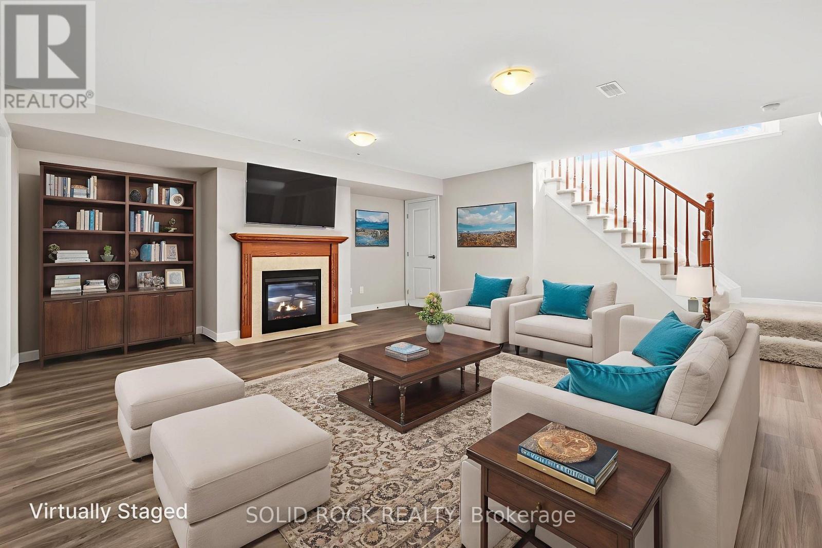 153 Hawkshaw Crescent E, Ottawa, ON - Indoor Photo Showing Living Room With Fireplace