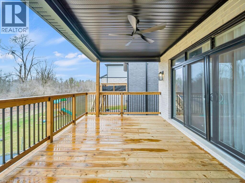 Wooden terrace with ceiling fan - 3374 Oriole Drive, London, ON - Outdoor With Deck Patio Veranda With Exterior