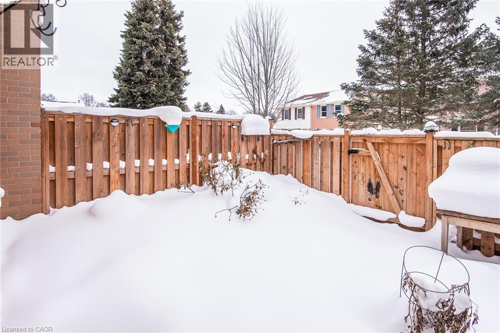 Yard layered in snow featuring a fenced backyard and a gate - 27 Queenston Drive, Kitchener, ON - Outdoor