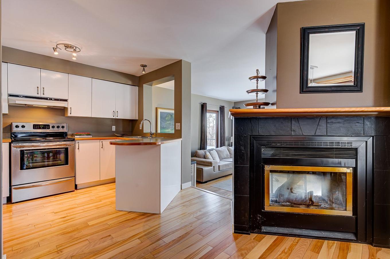 Cuisine - 181 Mtée Victor-Nymark, Saint-Sauveur, QC - Indoor With Fireplace