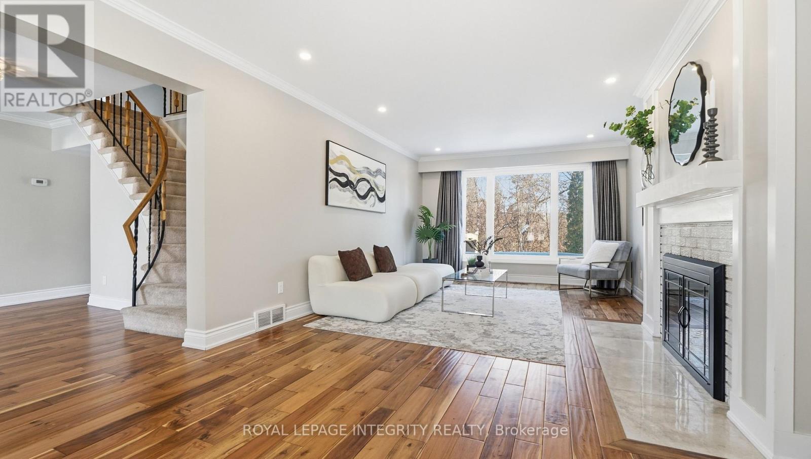 1055 Plante Drive, Ottawa, ON - Indoor Photo Showing Living Room With Fireplace