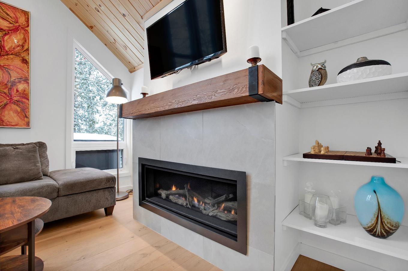 Salon - 9-1875 Ch. De Georgeville, Magog, QC - Indoor Photo Showing Living Room With Fireplace