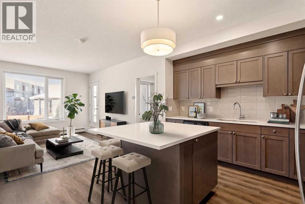 208, 30 Shawnee Common Sw, Calgary, AB - Indoor Photo Showing Kitchen
