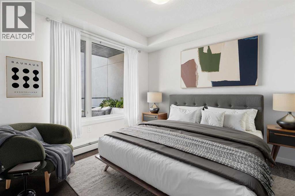 208, 30 Shawnee Common Sw, Calgary, AB - Indoor Photo Showing Bedroom