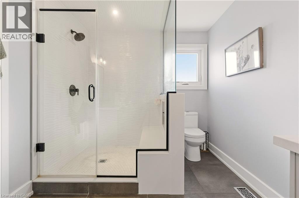 Bathroom with a shower stall and vanity - 697 Lambshead Drive, Burlington, ON - Indoor Photo Showing Bathroom