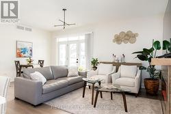 There are stylish light fixtures throughout. -