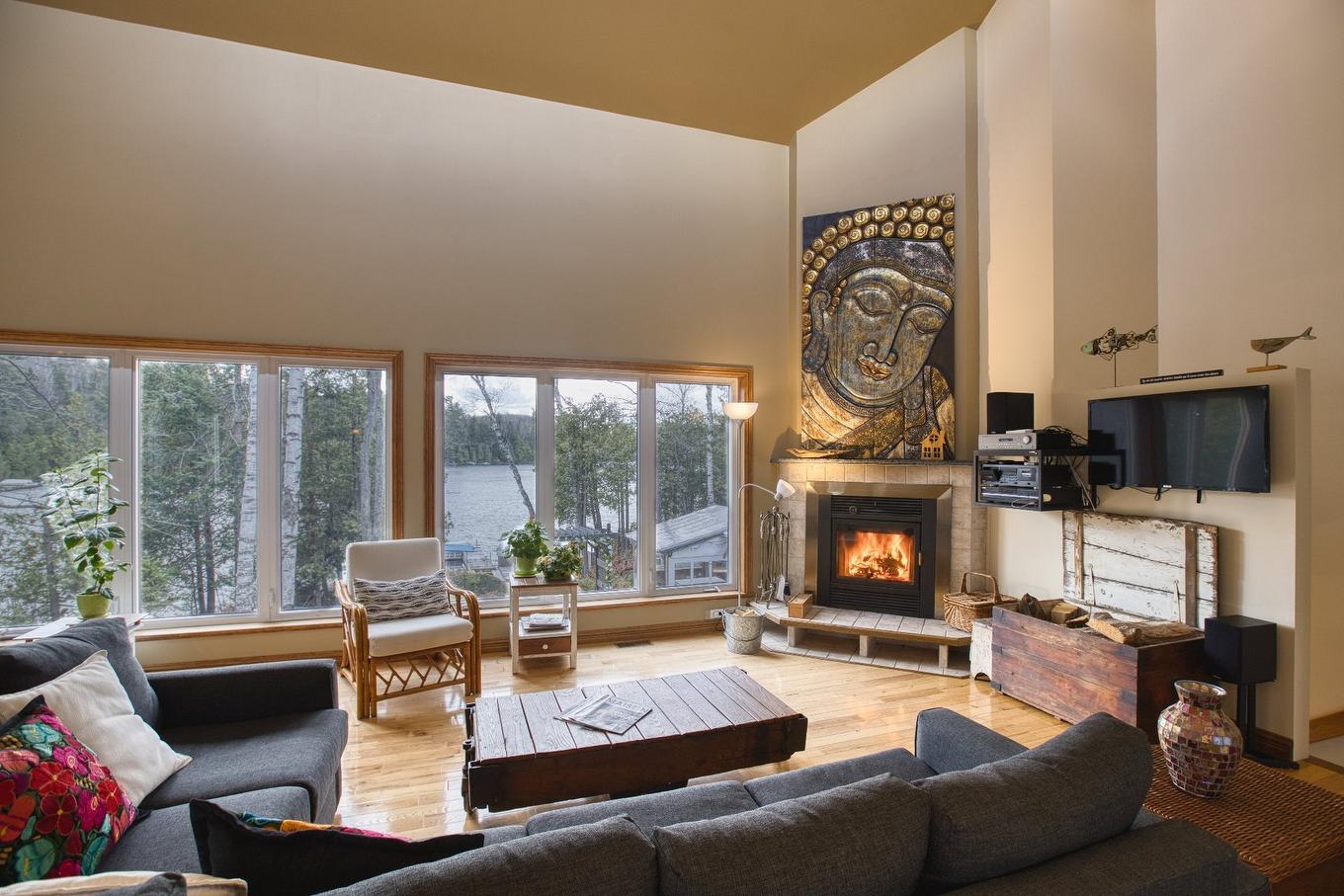 Salon - 39 Rue Tracy, Saint-Hippolyte, QC - Indoor Photo Showing Living Room With Fireplace