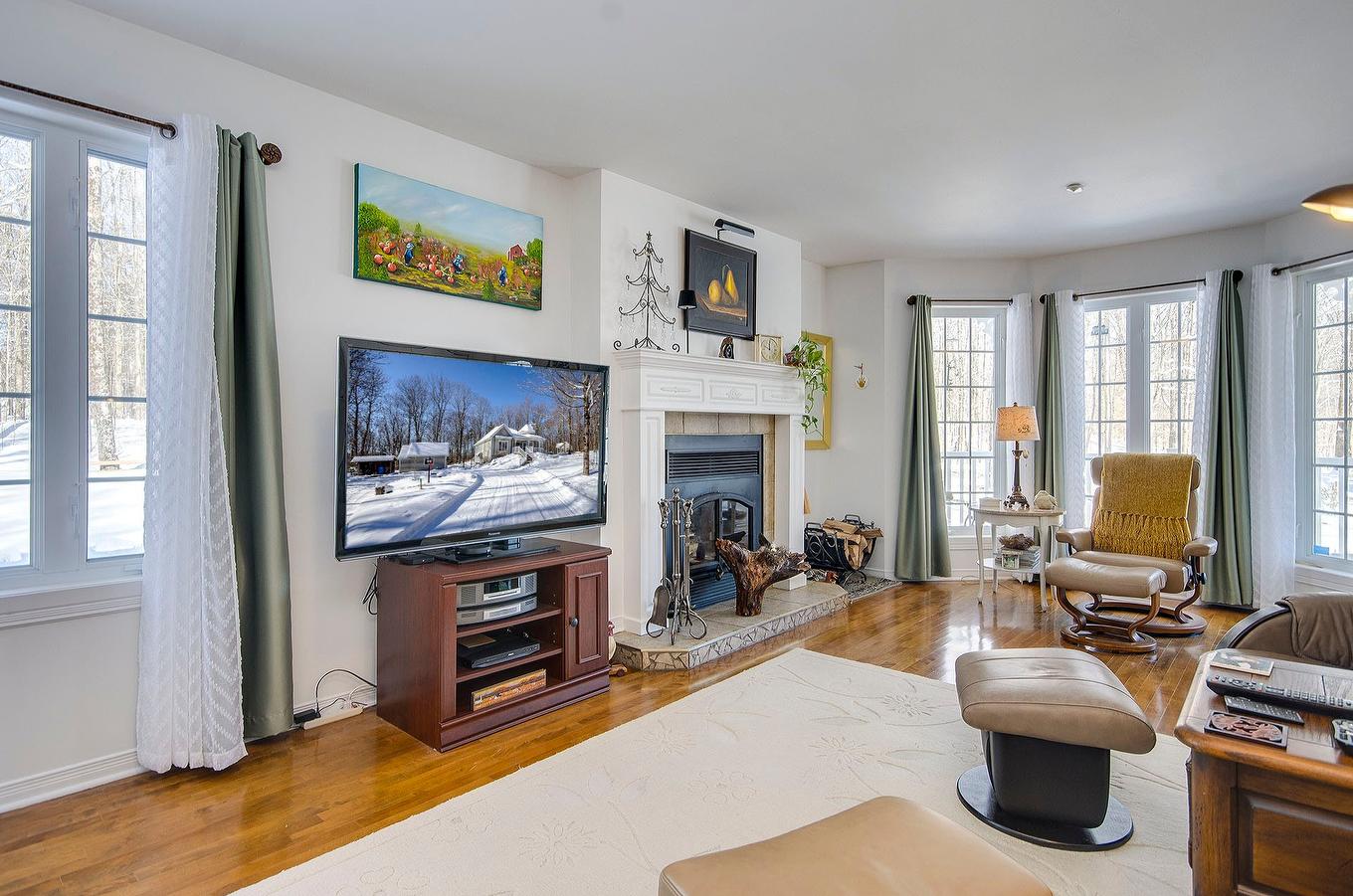 Living room - 725 Ch. Du Boisé, Sutton, QC - Indoor Photo Showing Living Room With Fireplace