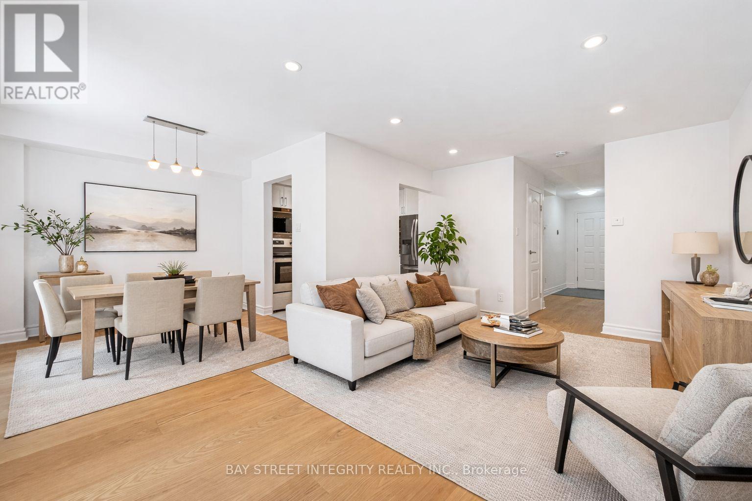 Virtual Staged Living and Dining - 70 Elsa Vine Way, Toronto, ON - Indoor Photo Showing Living Room