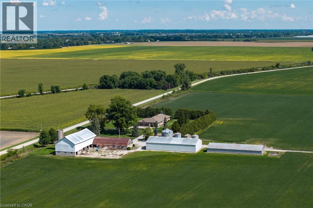 Aerial view of sparsely populated area with large plots for crops - 6828 Third Line, Chatham, ON