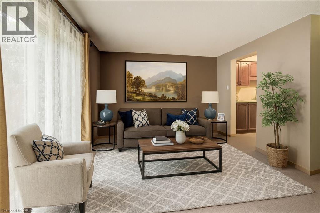 Virtually Staged - 465 Woolwich Street N Unit# 17, Waterloo, ON - Indoor Photo Showing Living Room