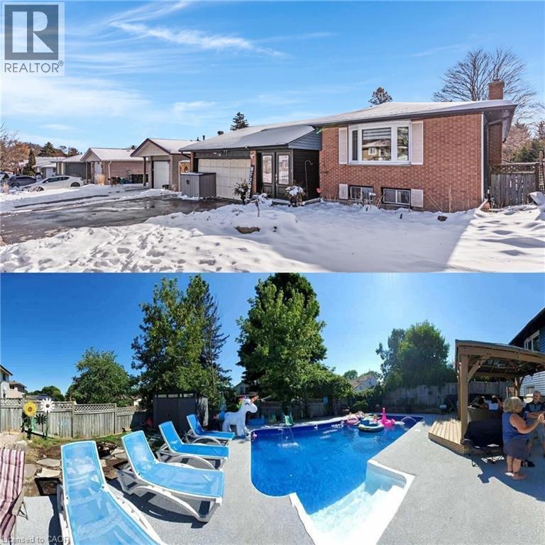 Raised Bungalow featuring inground pool and hot tub - 136 Limpert Avenue, Cambridge, ON - Outdoor With In Ground Pool