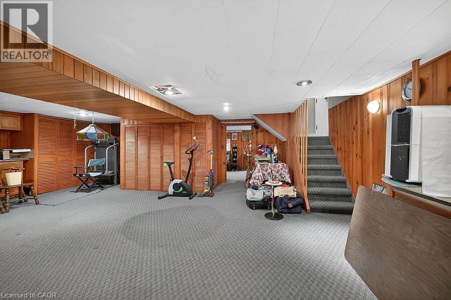 Workout room with wooden walls and carpet - 9 Daleview Court, Hamilton, ON - Indoor