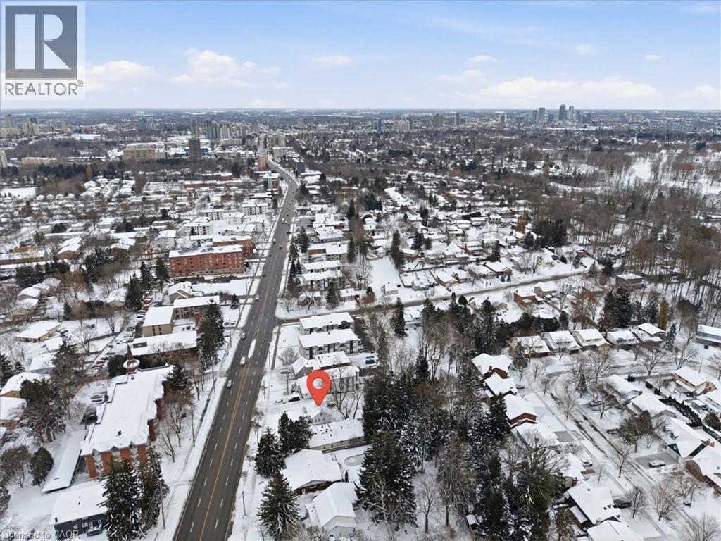 Snowy aerial view featuring a city view - 389 Erb Street W, Waterloo, ON - Outdoor With View