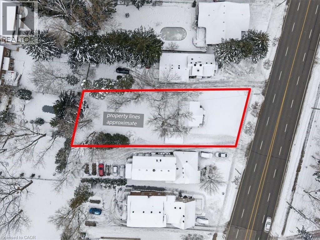 Aerial overview of property's location with property boundaries highlighted - 389 Erb Street W, Waterloo, ON - Other