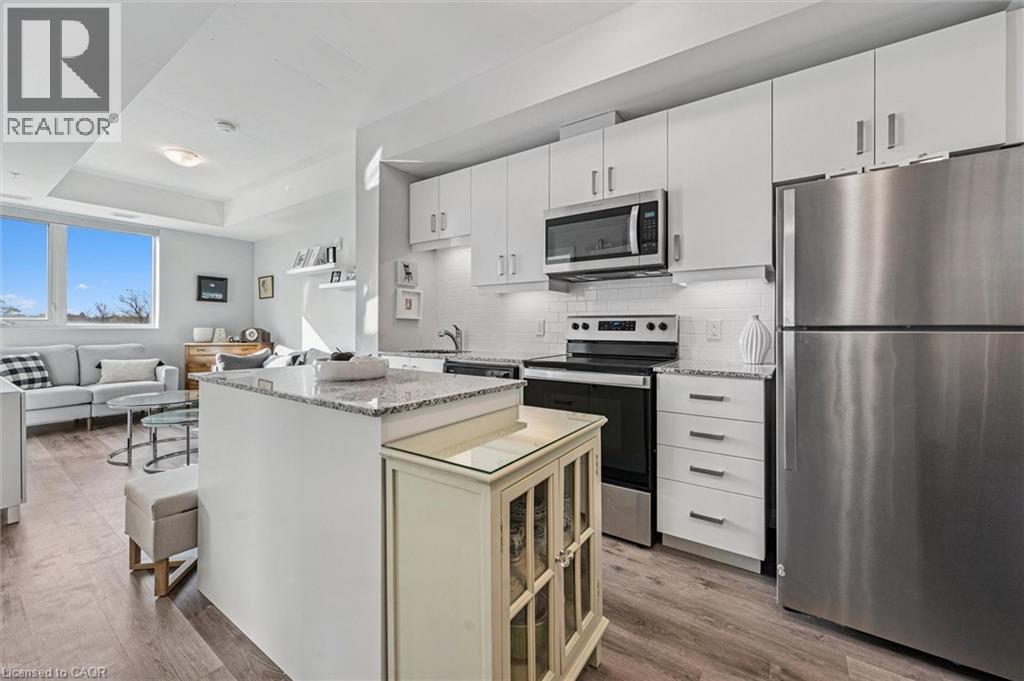 108 Garment Street Unit# 416, Kitchener, ON - Indoor Photo Showing Kitchen With Stainless Steel Kitchen With Upgraded Kitchen