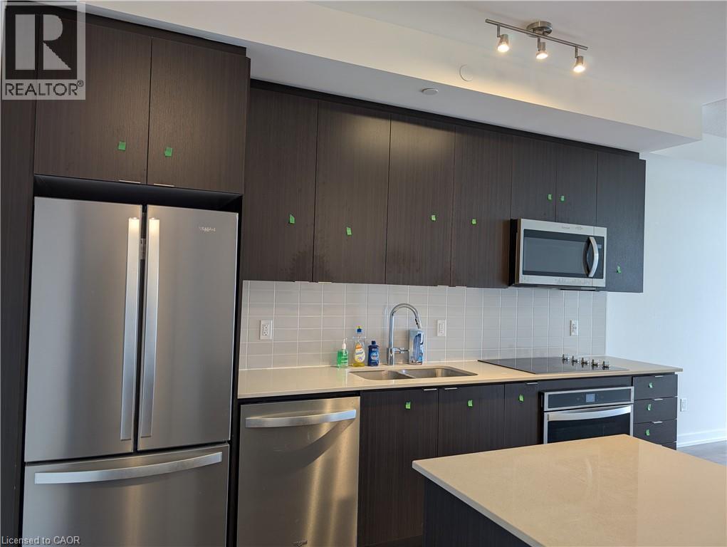 55 Duke Street W Unit# 2106, Kitchener, ON - Indoor Photo Showing Kitchen With Stainless Steel Kitchen With Double Sink With Upgraded Kitchen